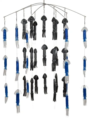 Squid Nation 9 Inch 6 Arm Stainless Steel Rubber Squid Dredges 3 Squid Nation 9 Inch 6 Arm Stainless Steel Rubber Squid Dredges