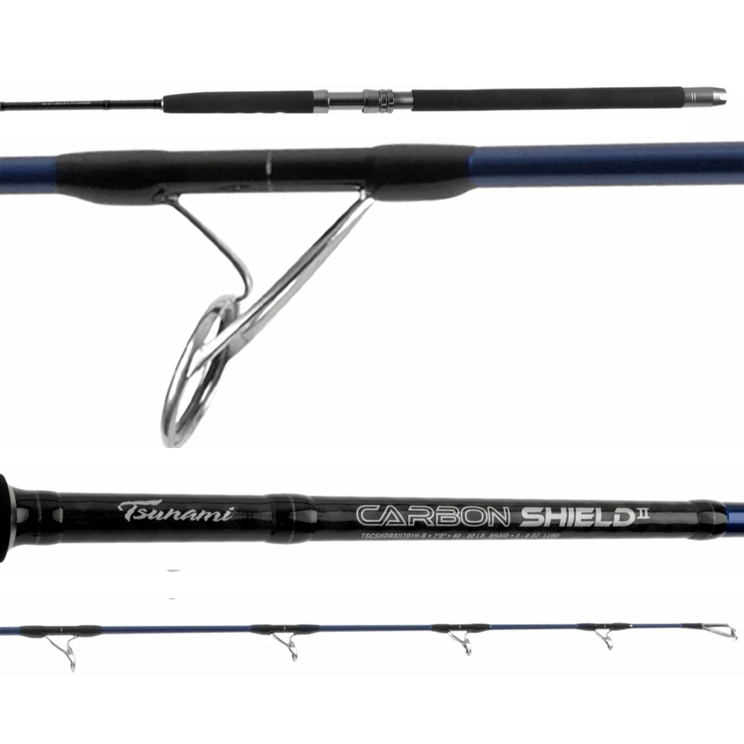 Tsunami Carbon Shield II Boat Spinning Rods 3 Tsunami Carbon Shield II Boat Spinning Rods